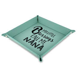 Grandparent Quotes and Sayings Faux Leather Dice Tray - 9" x 9"  - Teal