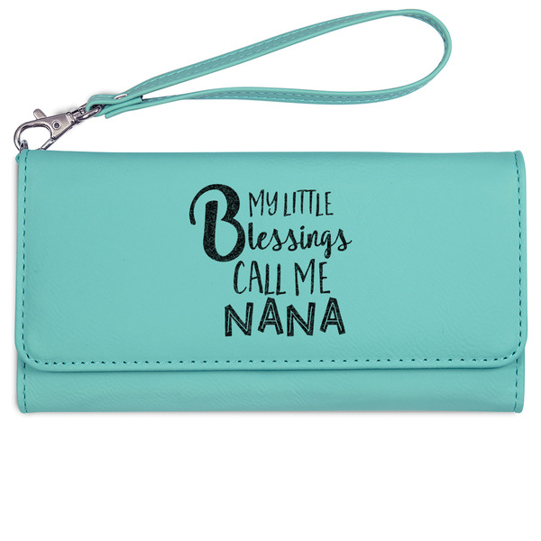 Custom Grandparent Quotes and Sayings Ladies Leatherette Wallet - Laser Engraved- Teal