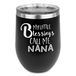 Grandparent Quotes and Sayings Stemless Stainless Steel Wine Tumbler - Black - Double Sided