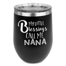 Grandparent Quotes and Sayings Stemless Stainless Steel Wine Tumbler - Black - Double Sided