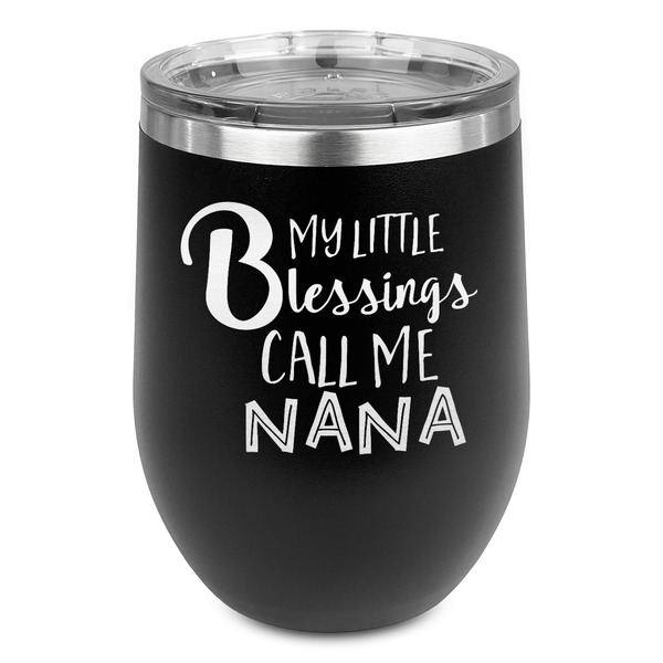 Custom Grandparent Quotes and Sayings Stemless Stainless Steel Wine Tumbler - Black - Double Sided