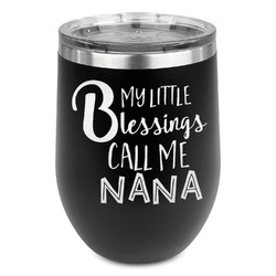 Grandparent Quotes and Sayings Stemless Stainless Steel Wine Tumbler - Black - Single Sided