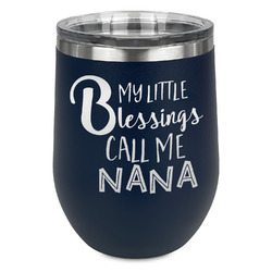Grandparent Quotes and Sayings Stemless Stainless Steel Wine Tumbler - Navy - Single Sided
