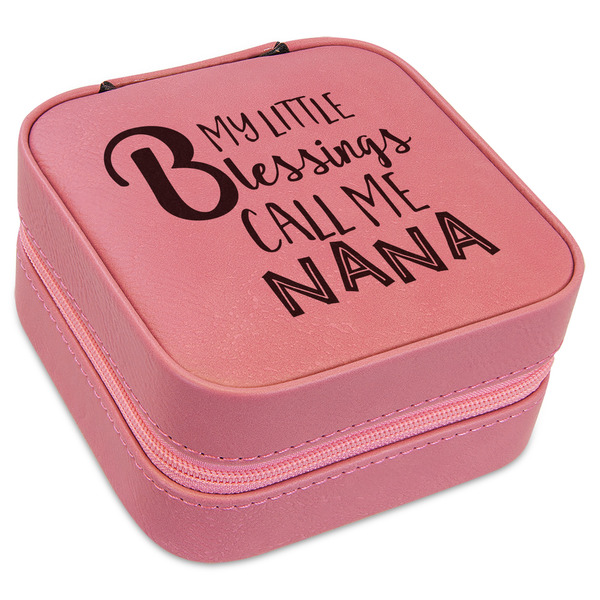 Custom Grandparent Quotes and Sayings Travel Jewelry Boxes - Pink Leather