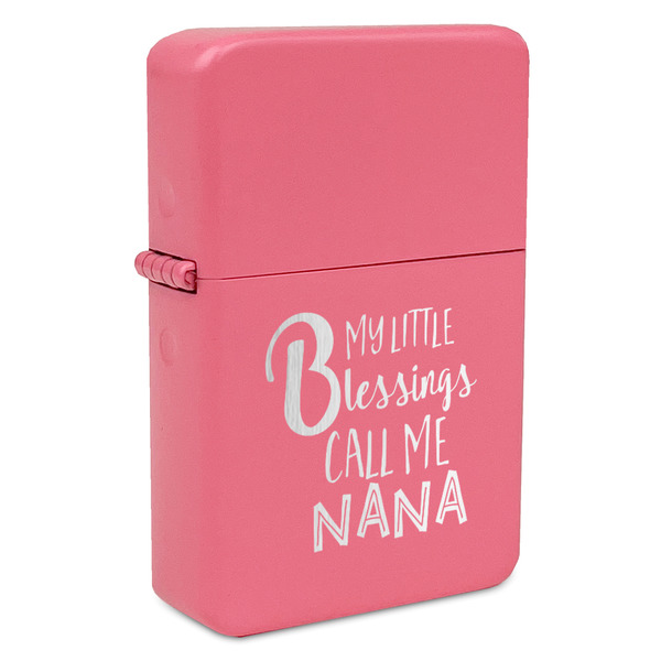Custom Grandparent Quotes and Sayings Windproof Lighter - Pink - Double Sided & Lid Engraved