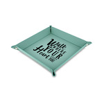 Heart Quotes and Sayings Faux Leather Dice Tray - 6" x 6" - Teal