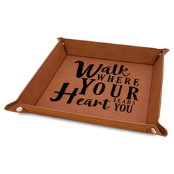 Heart Quotes and Sayings Faux Leather Dice Tray - 9" x 9" - Rawhide