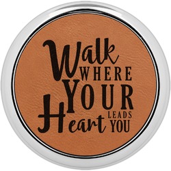 Heart Quotes and Sayings Set of 4 Leatherette Round Coasters w/ Silver Edge