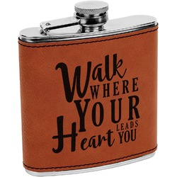 Heart Quotes and Sayings Leatherette Wrapped Stainless Steel Flask