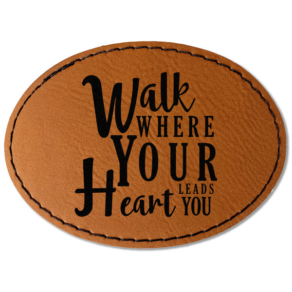 Custom Heart Quotes and Sayings Faux Leather Iron On Patch - Oval