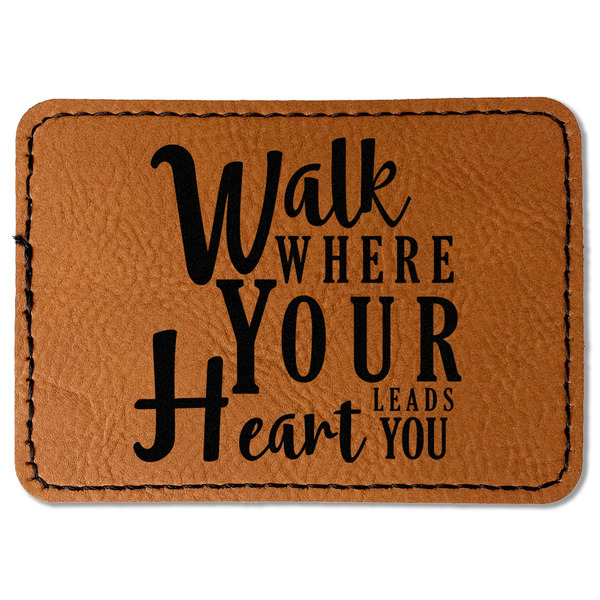 Custom Heart Quotes and Sayings Faux Leather Iron On Patch - Rectangle