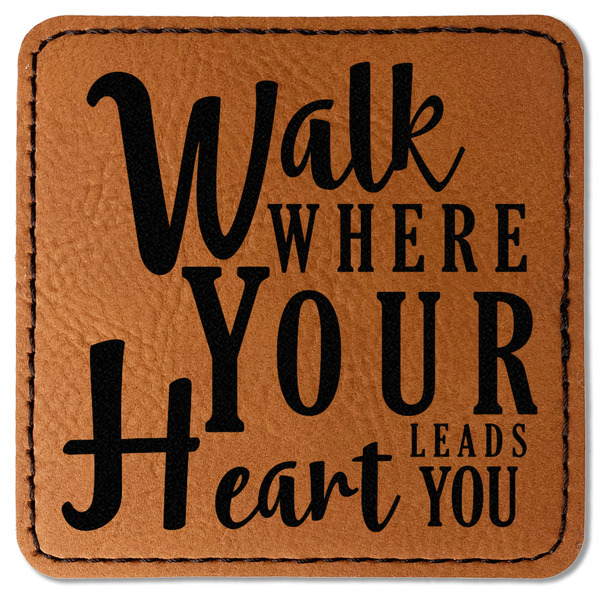 Custom Heart Quotes and Sayings Faux Leather Iron On Patch - Square