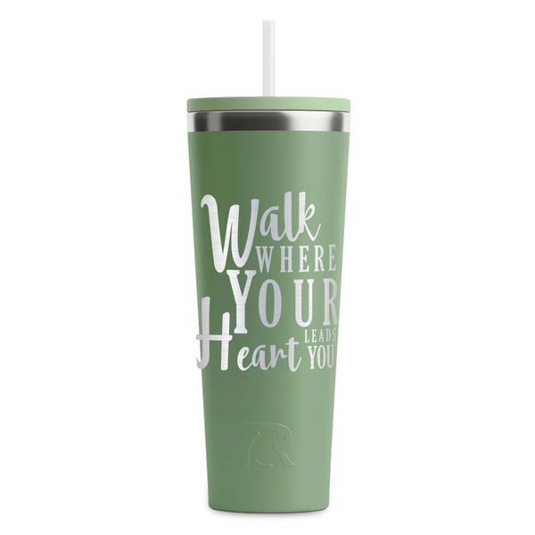 Custom Heart Quotes and Sayings RTIC Everyday Tumbler with Straw - 28oz - Light Green - Double-Sided