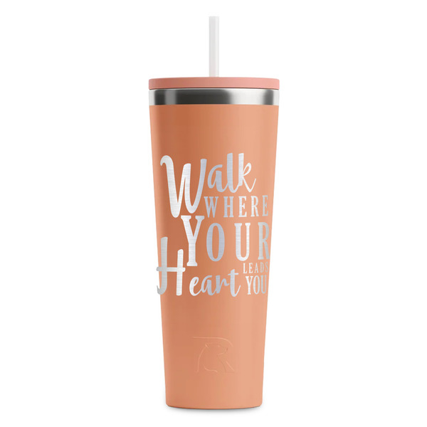 Custom Heart Quotes and Sayings RTIC Everyday Tumbler with Straw - 28oz - Peach - Single-Sided