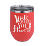 Heart Quotes and Sayings Stemless Stainless Steel Wine Tumbler - Coral - Double Sided