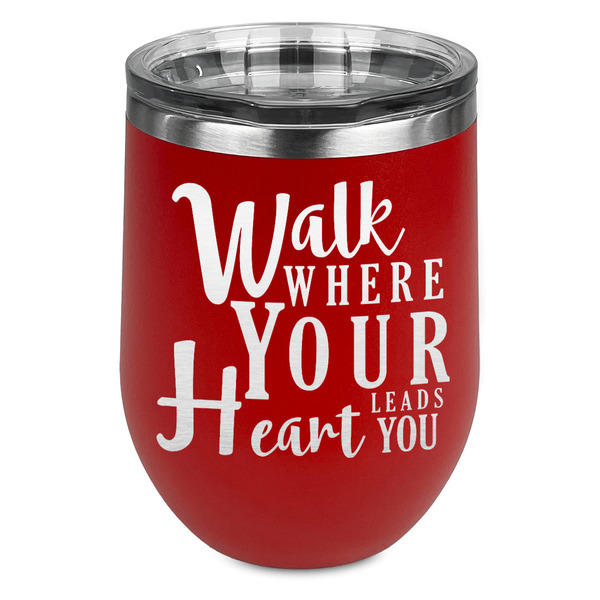 Custom Heart Quotes and Sayings Stemless Stainless Steel Wine Tumbler - Red - Double Sided