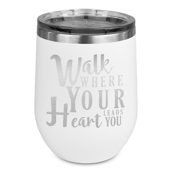 Custom Heart Quotes and Sayings Stemless Stainless Steel Wine Tumbler - White - Double Sided