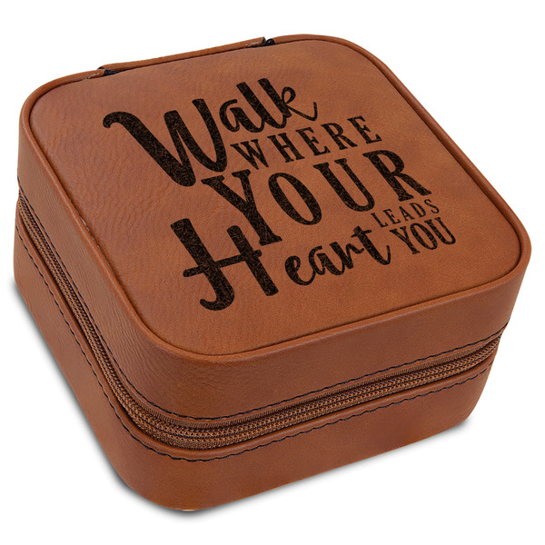 Custom Heart Quotes and Sayings Travel Jewelry Box - Leather