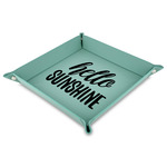 Hello Quotes and Sayings Faux Leather Dice Tray - 9" x 9"  - Teal