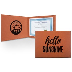 Hello Quotes and Sayings Leatherette Certificate Holder - Front and Inside