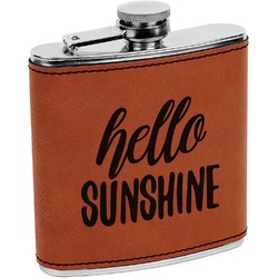 Hello Quotes and Sayings Leatherette Wrapped Stainless Steel Flask
