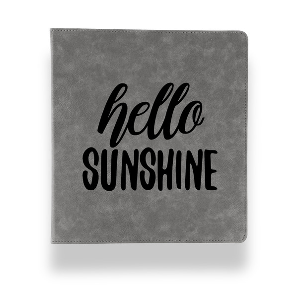 Custom Hello Quotes and Sayings Leather Binder - 1" - Grey