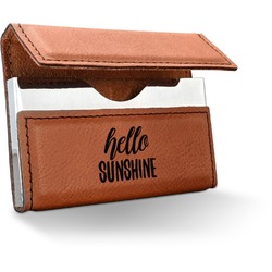 Hello Quotes and Sayings Leatherette Business Card Holder - Double Sided