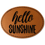 Hello Quotes and Sayings Faux Leather Iron On Patch - Oval