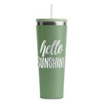 Hello Quotes and Sayings RTIC Everyday Tumbler with Straw - 28oz - Light Green - Double-Sided