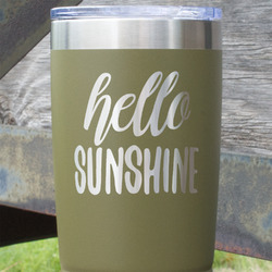 Hello Quotes and Sayings 20 oz Stainless Steel Tumbler - Olive - Single Sided