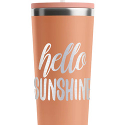 Hello Quotes and Sayings RTIC Everyday Tumbler with Straw - 28oz - Peach - Single-Sided