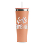 Hello Quotes and Sayings RTIC Everyday Tumbler with Straw - 28oz - Peach - Double-Sided