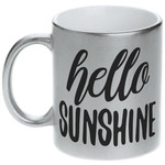 Hello Quotes and Sayings Metallic Silver Mug