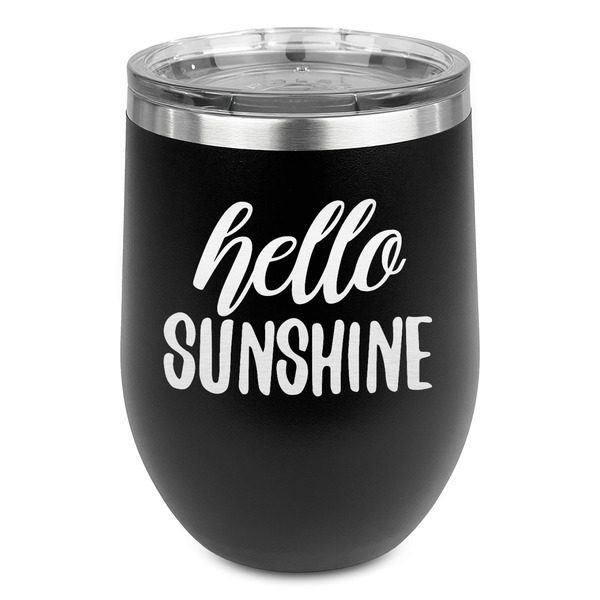 Custom Hello Quotes and Sayings Stemless Stainless Steel Wine Tumbler - Black - Double Sided