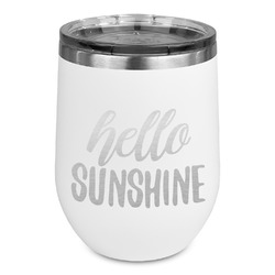 Hello Quotes and Sayings Stemless Stainless Steel Wine Tumbler - White - Single Sided