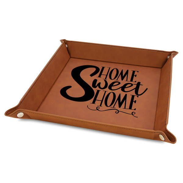 Custom Home Quotes and Sayings Faux Leather Dice Tray - 9" x 9" - Rawhide