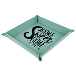 Home Quotes and Sayings Faux Leather Dice Tray - 9" x 9"  - Teal