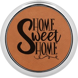 Home Quotes and Sayings Set of 4 Leatherette Round Coasters w/ Silver Edge