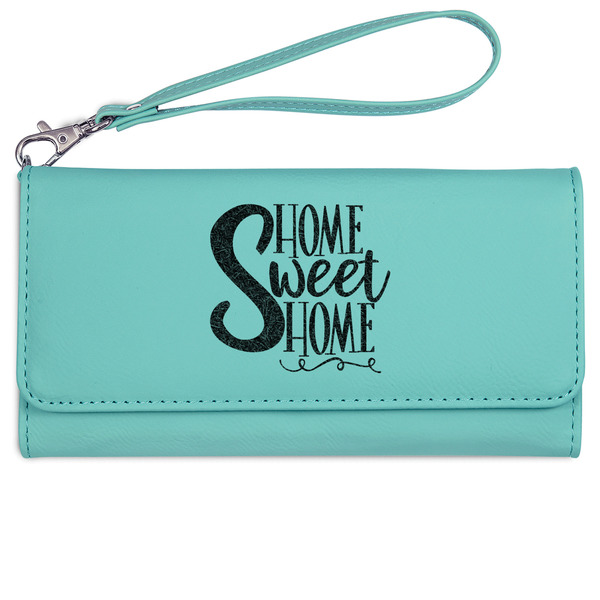 Custom Home Quotes and Sayings Ladies Leatherette Wallet - Laser Engraved- Teal