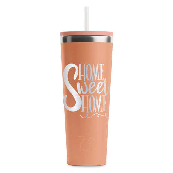 Custom Home Quotes and Sayings RTIC Everyday Tumbler with Straw - 28oz - Peach - Double-Sided