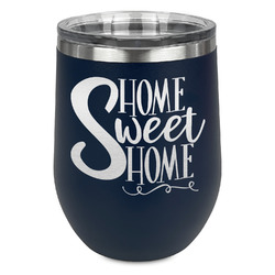 Home Quotes and Sayings Stemless Stainless Steel Wine Tumbler - Navy - Single Sided