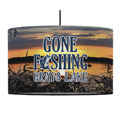 Gone Fishing 12" Drum Pendant Lamp - Fabric (Personalized)