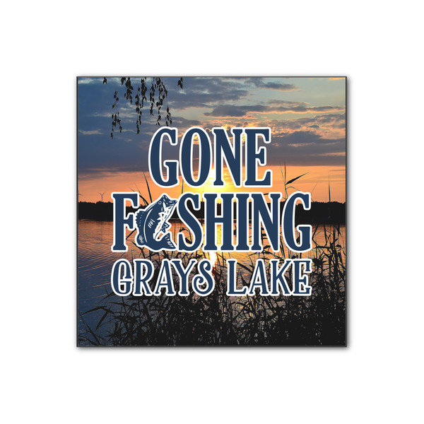 Custom Gone Fishing Wood Print - 12x12 (Personalized)