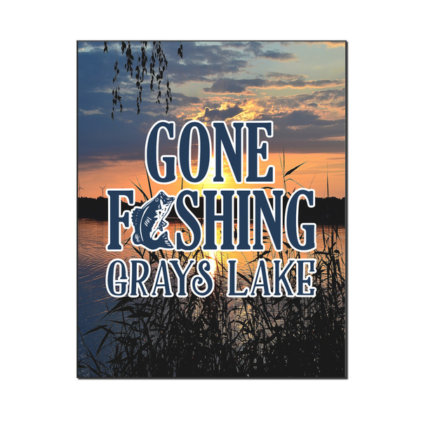 Custom Gone Fishing Wood Print - 16x20 (Personalized)