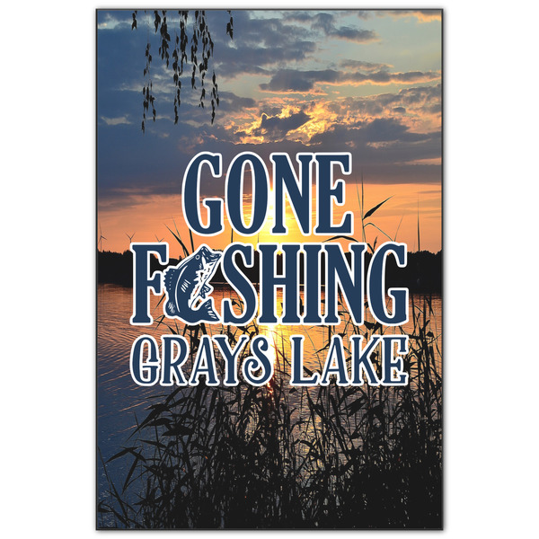 Custom Gone Fishing Wood Print - 20x30 (Personalized)