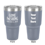 Gone Fishing 30 oz Stainless Steel Tumbler - Grey - Double-Sided (Personalized)