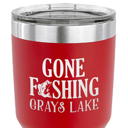 Gone Fishing 30 oz Stainless Steel Tumbler - Red - Single Sided (Personalized)