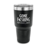 Gone Fishing 30 oz Stainless Steel Tumbler - Black - Single Sided (Personalized)