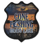 Gone Fishing Iron On Shield Patch C w/ Photo