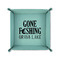 Gone Fishing 6" x 6" Teal Leatherette Snap Up Tray - FOLDED UP